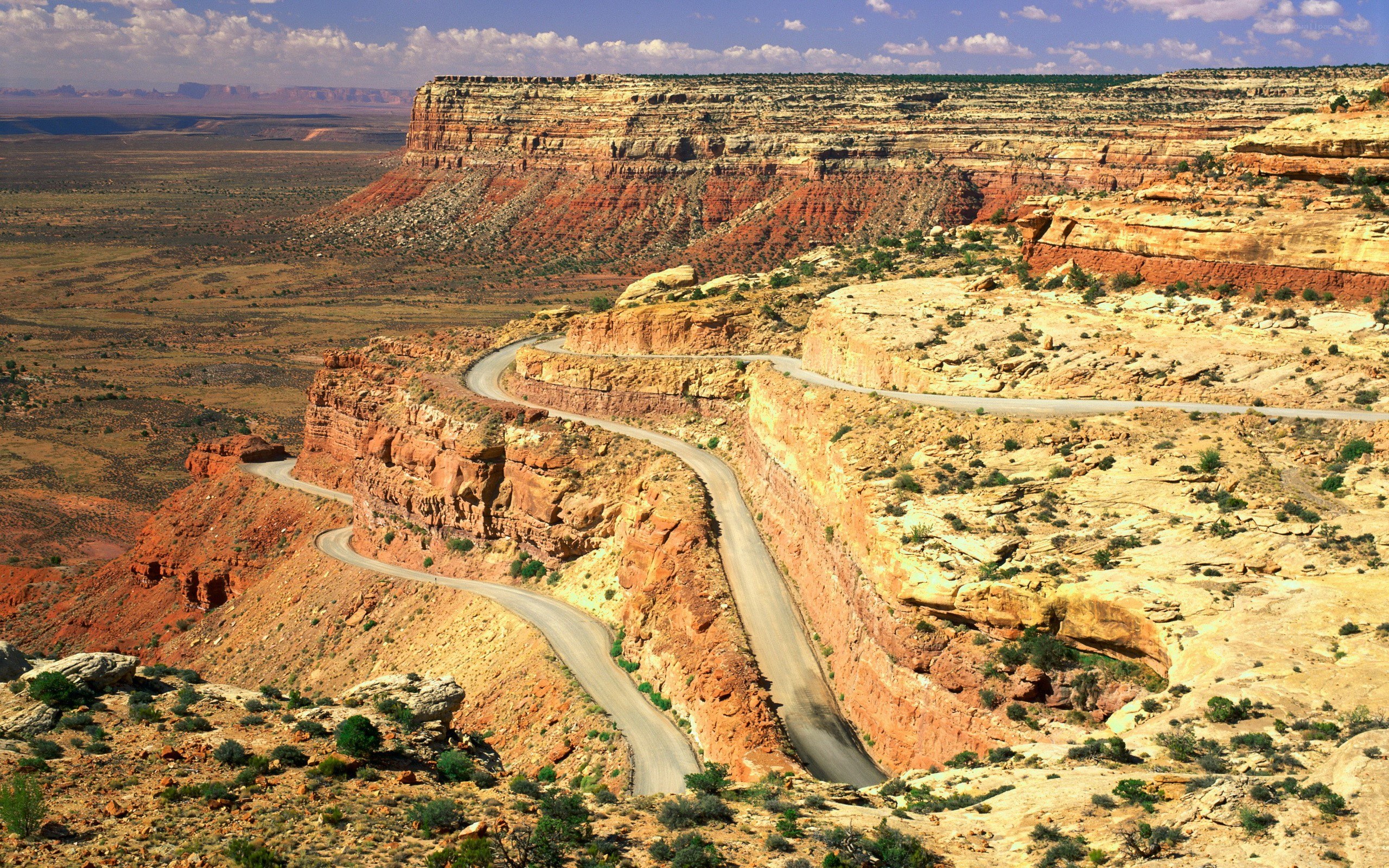 Winding road through canyon