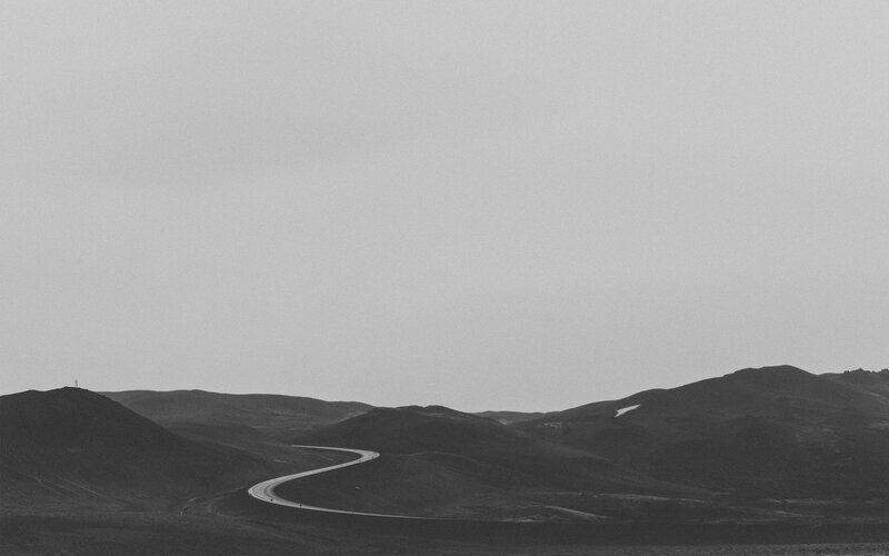 Winding Road Through Hills — Black