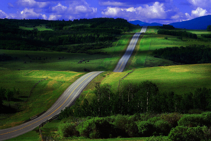 Winding Road Through Hills — Green, Serene, Afternoon