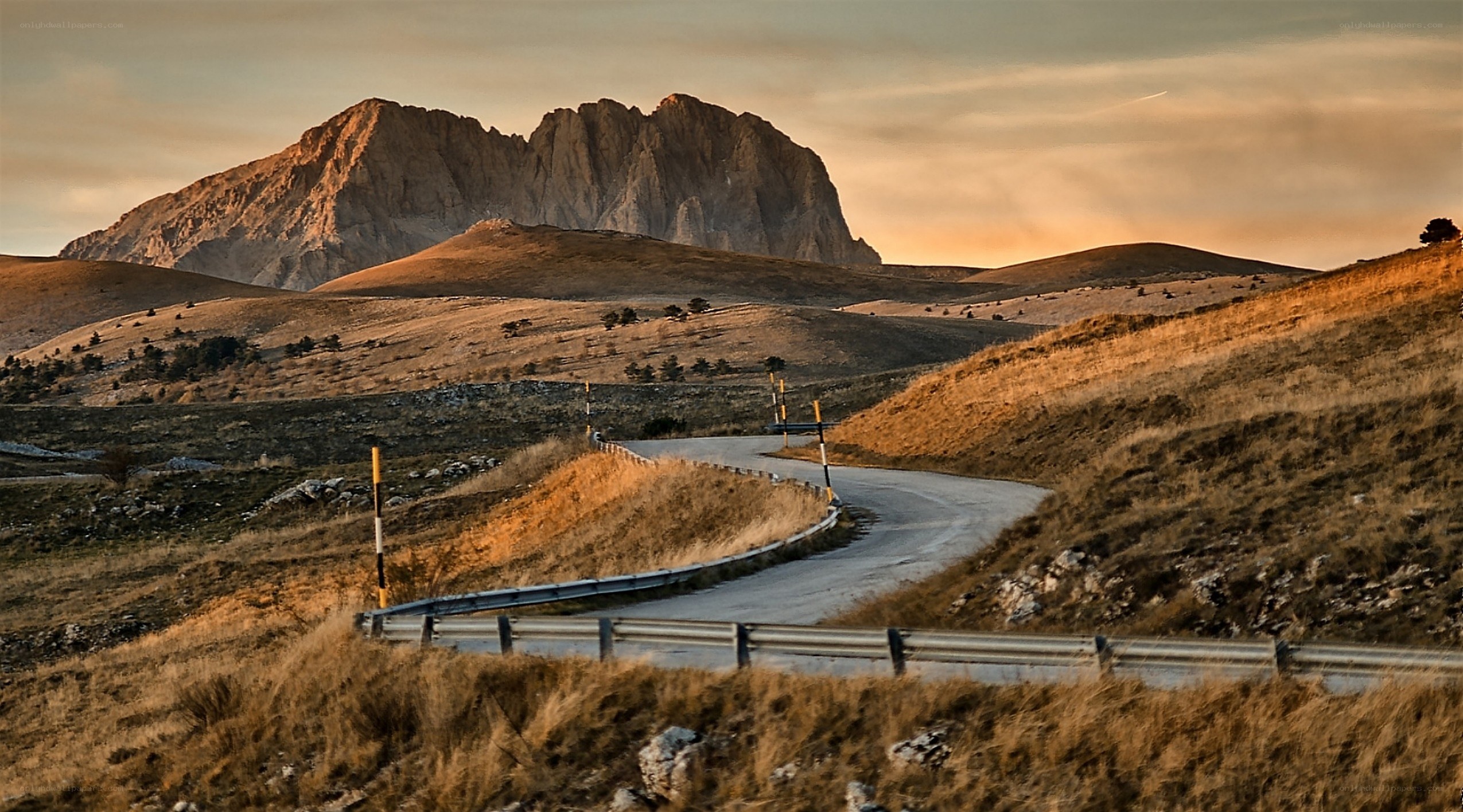 Winding road through mountain landscape