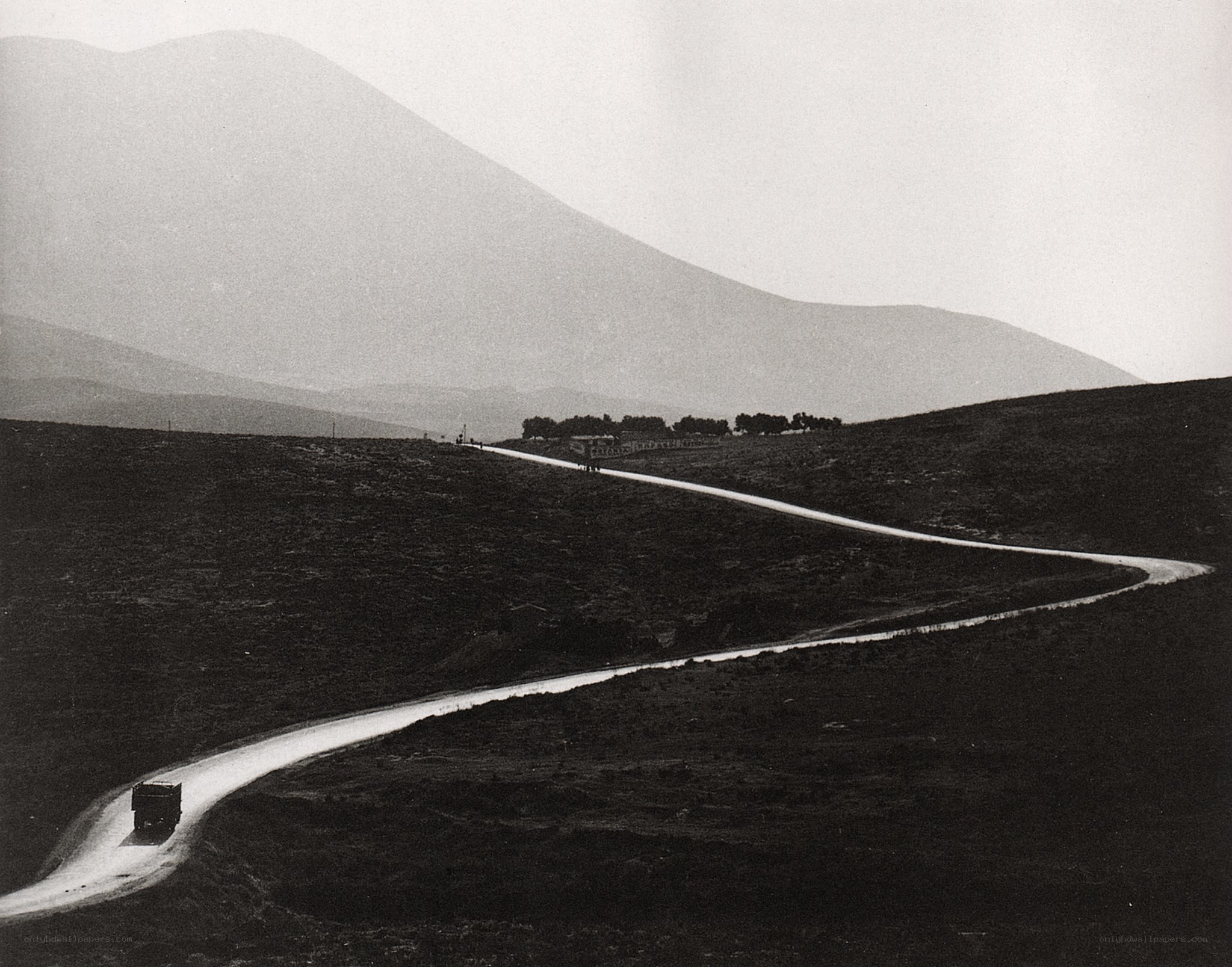 Winding road through mountain landscape
