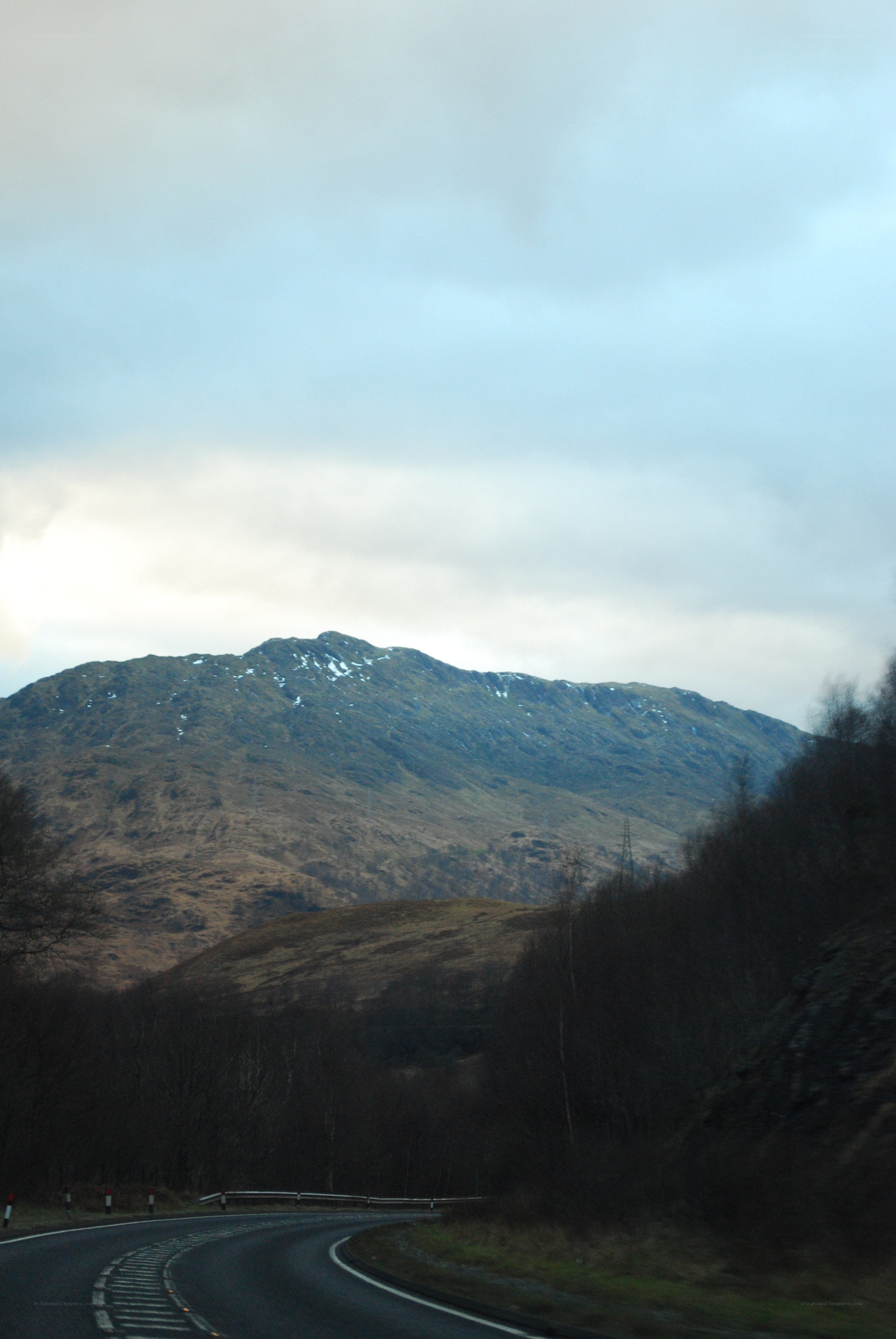 Winding road through mountain landscape