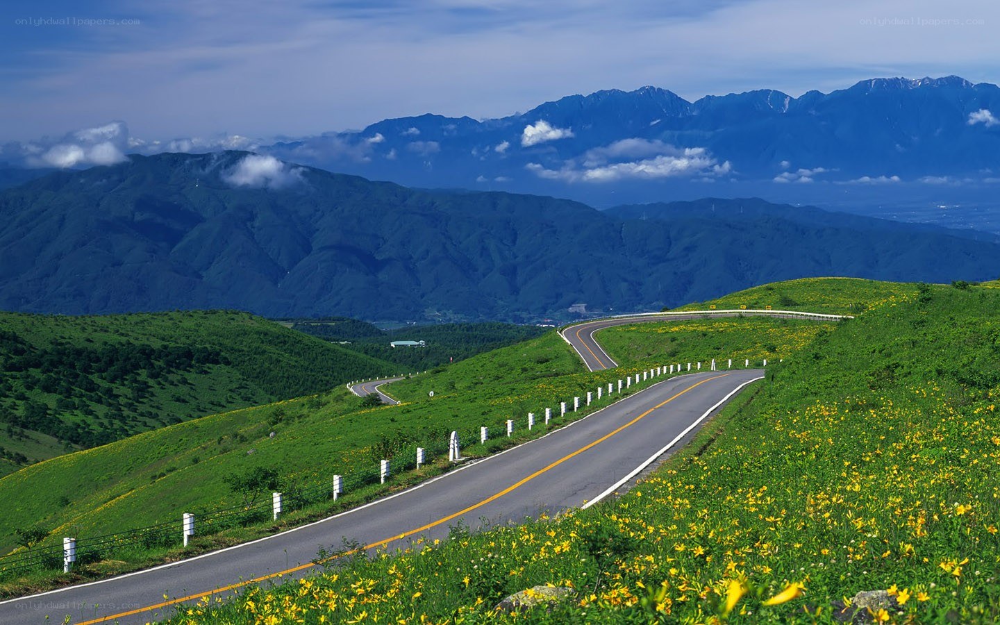 Winding road through mountain landscape