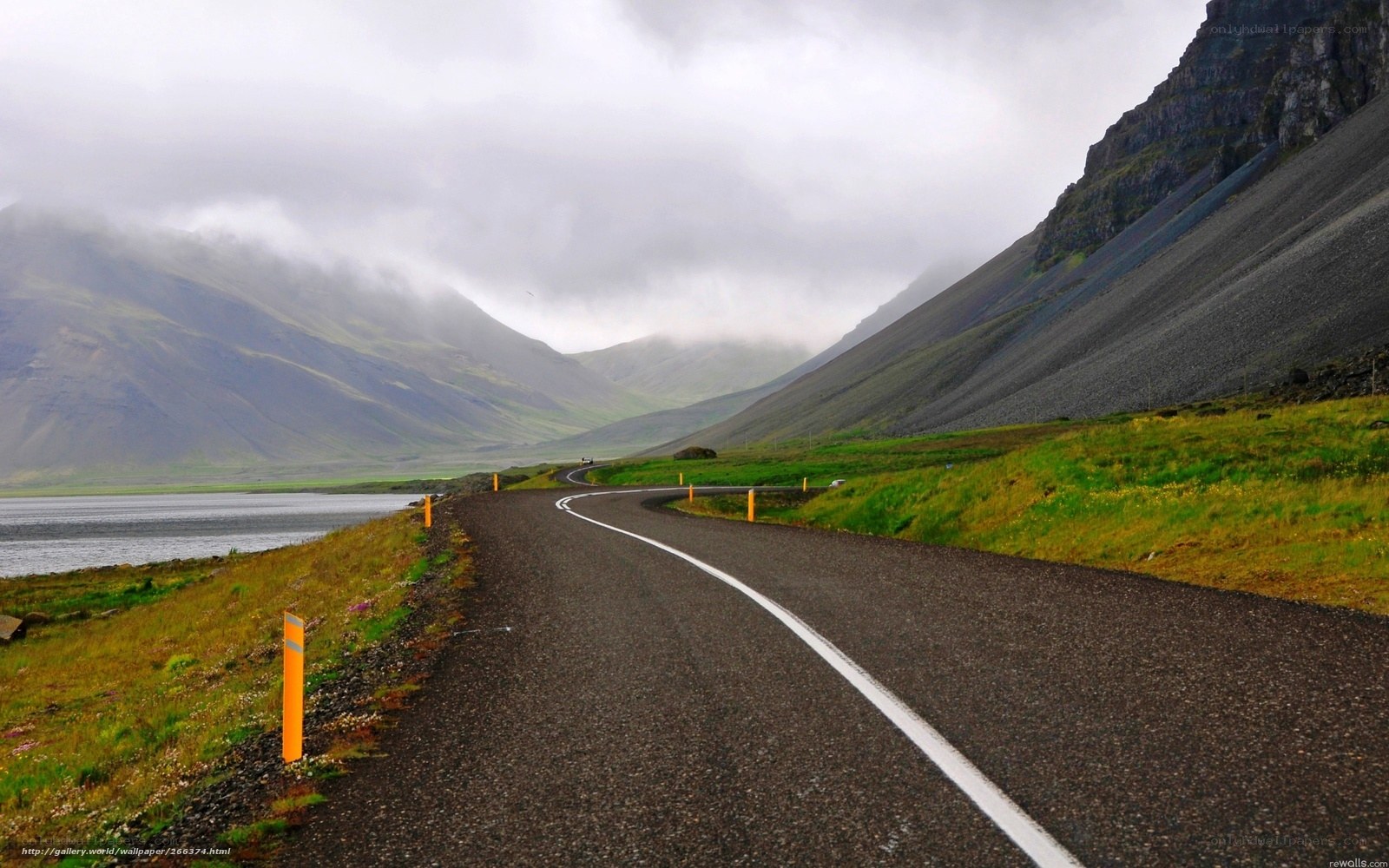 Winding road through mountain valley