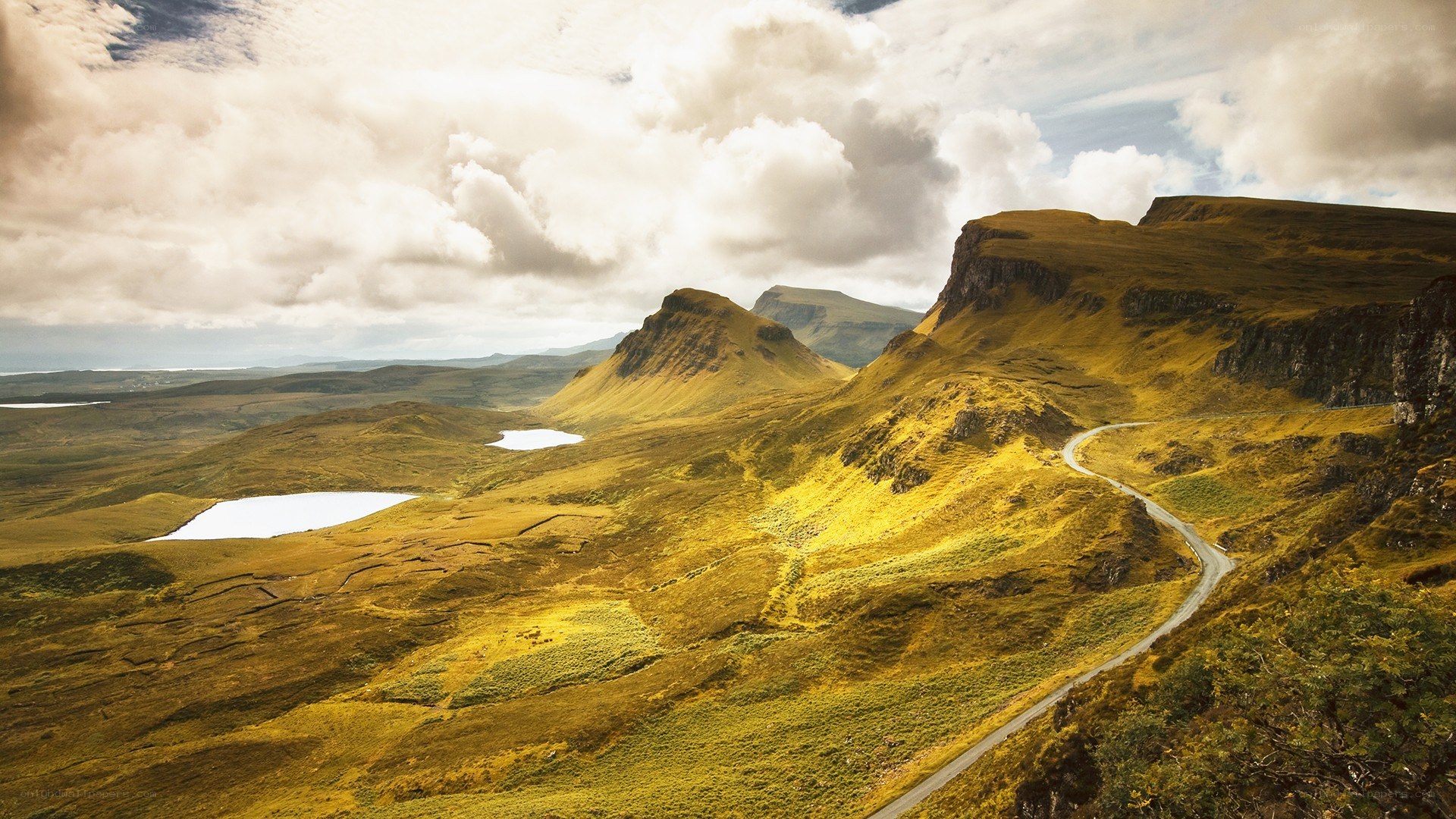 Winding road through Scottish Highlands