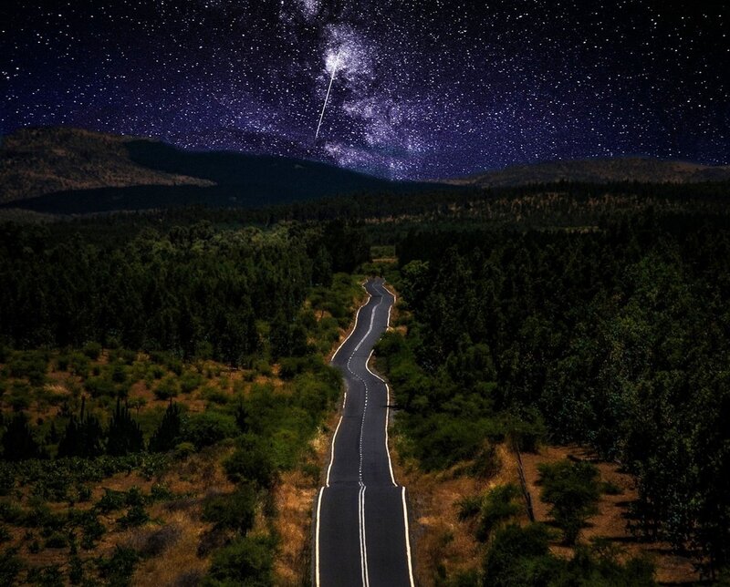 Winding Road under Stars