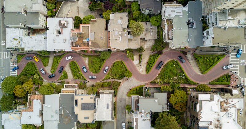 Winding Road with Cars