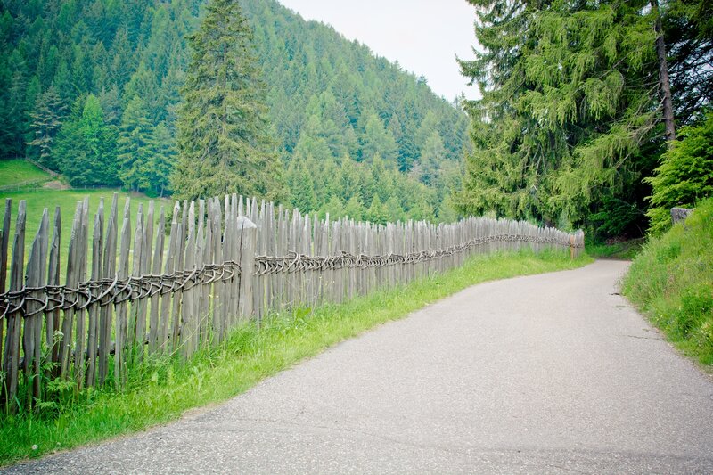 Winding Road with Wooden Fence