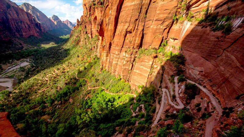 Winding Trail in Canyon — Red, Dramatic