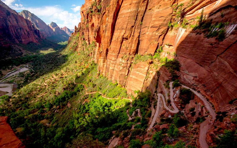 Winding Trail in Canyon — Red