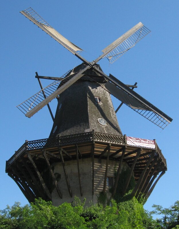 windmill against blue sky