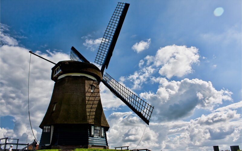 Windmill Against Sky — Blue