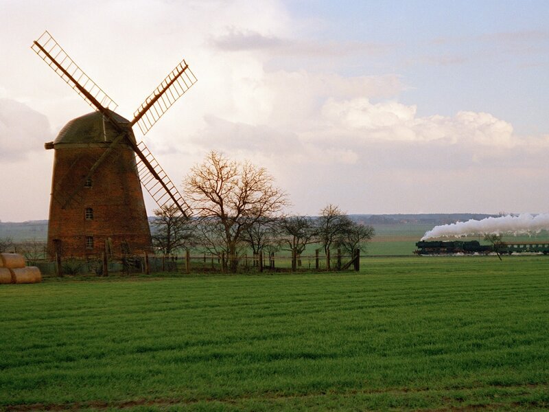 Windmill and Steam Train