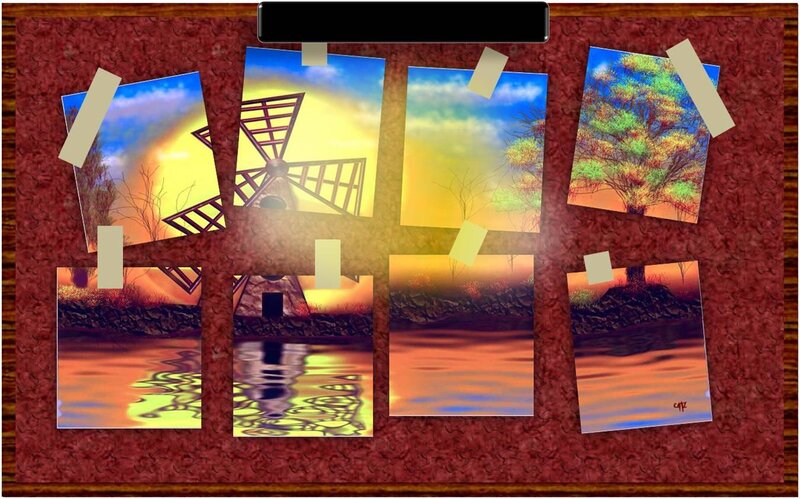 Windmill and Tree Landscape