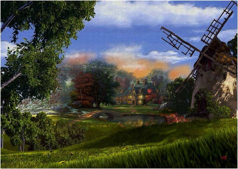 Windmill and Village