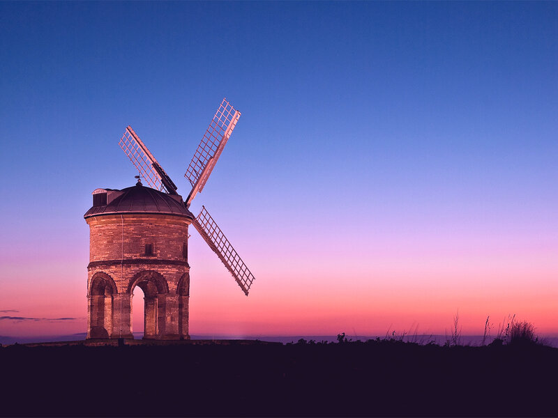 Windmill at Dusk — Blue, Serene