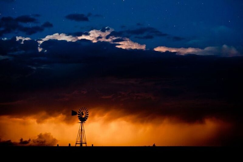 Windmill at Dusk — Blue