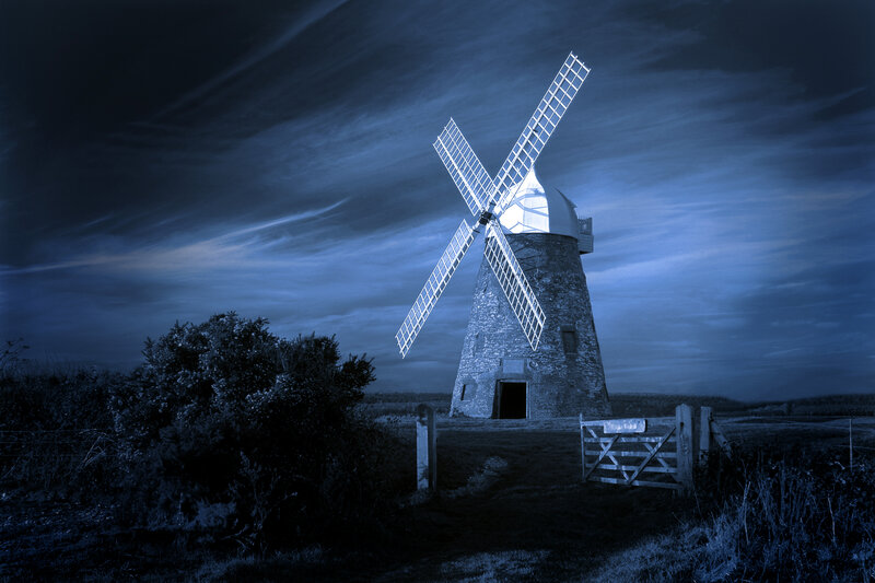 Windmill at Night — Blue