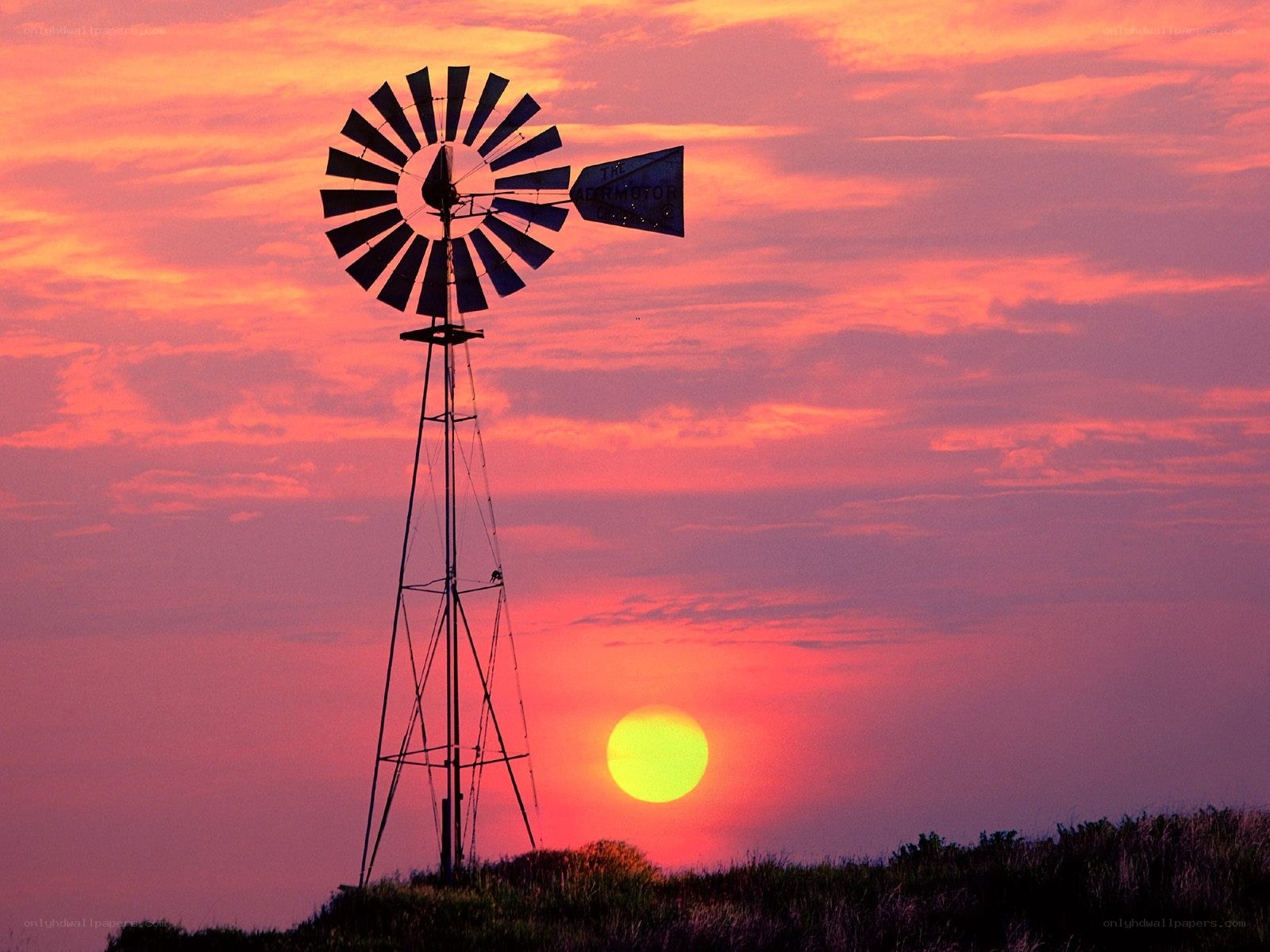 Windmill at sunset