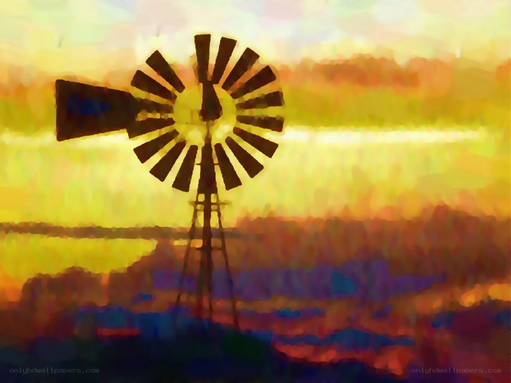 Windmill at sunset