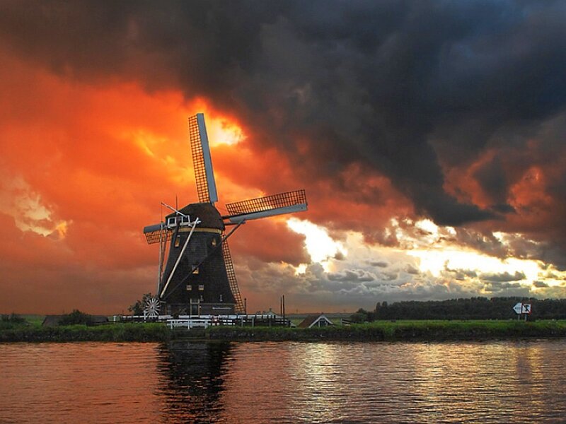 Windmill at sunset
