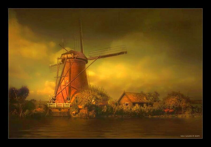 Windmill at sunset