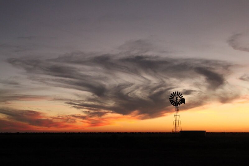 Windmill at Sunset — Orange, Dramatic, Photograph