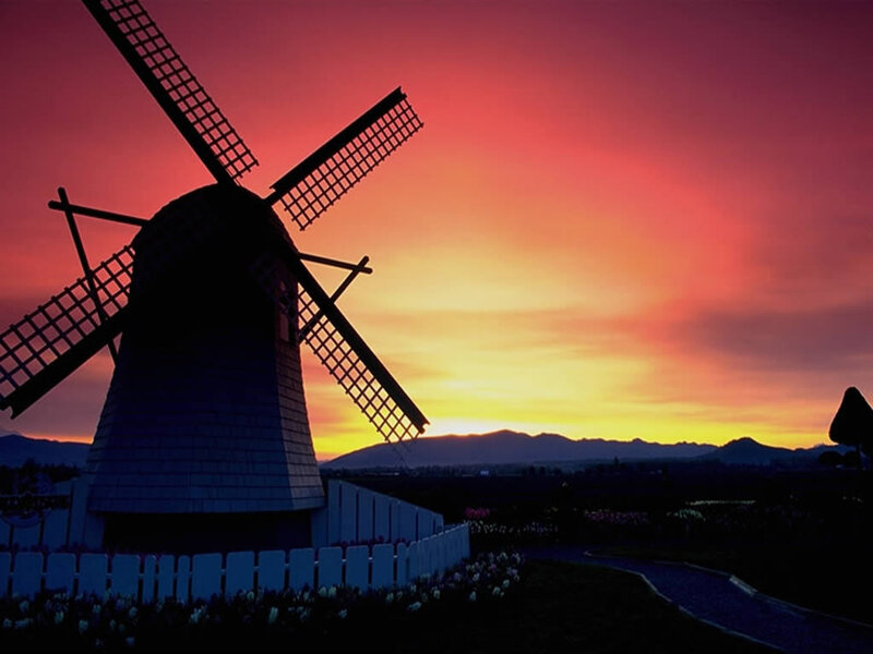 Windmill at Sunset — Red