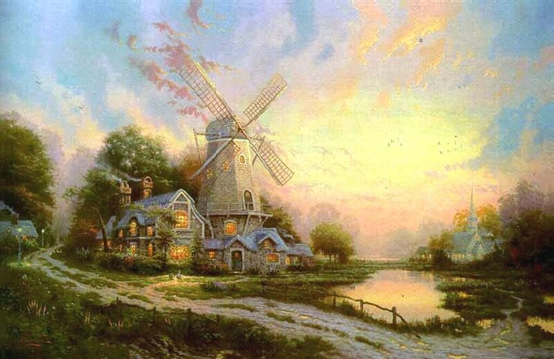 Windmill at sunset village
