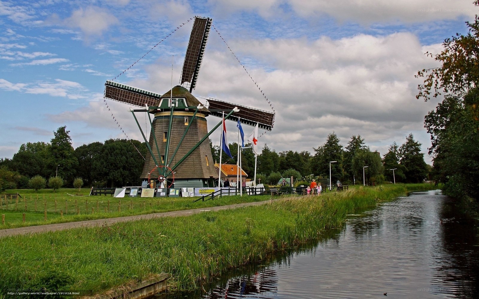 Windmill by a canal in the Netherlands