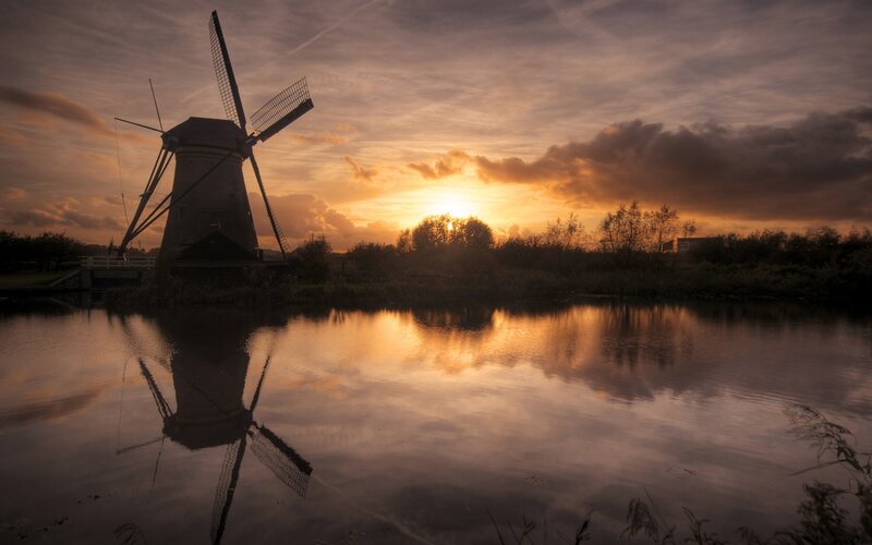 Windmill by a River — Orange