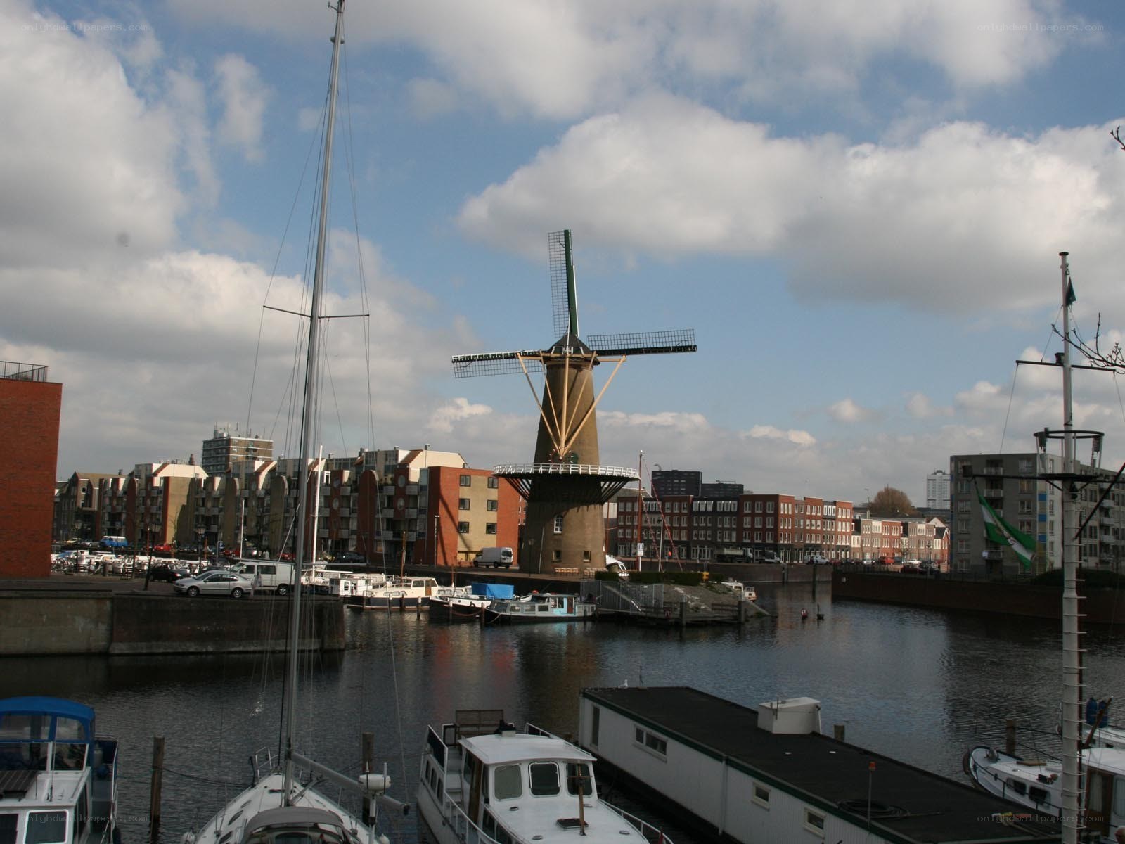 Windmill by the harbor