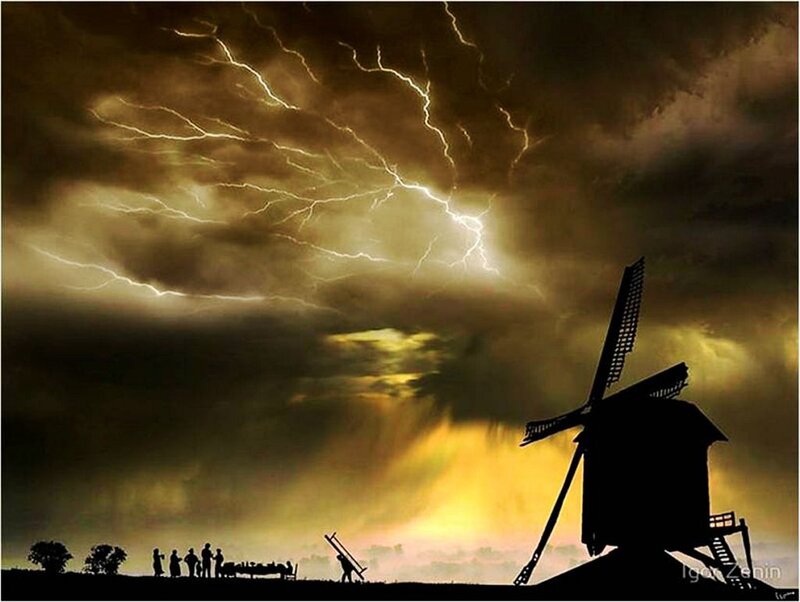 Windmill During Storm