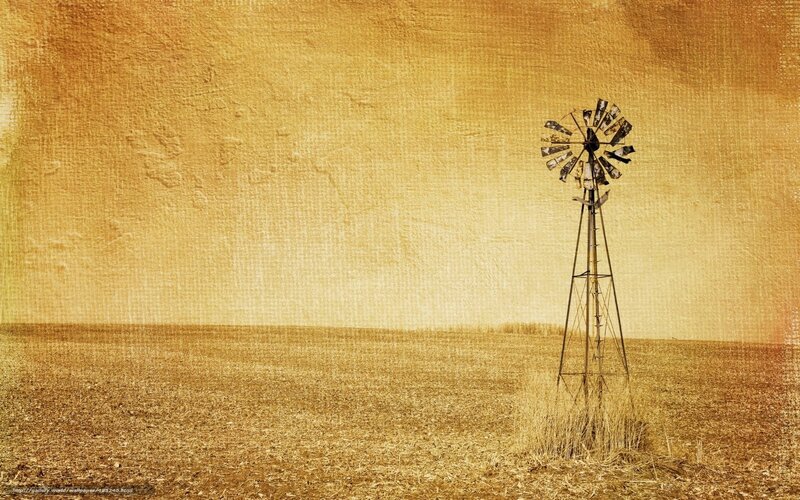 Windmill in a golden field