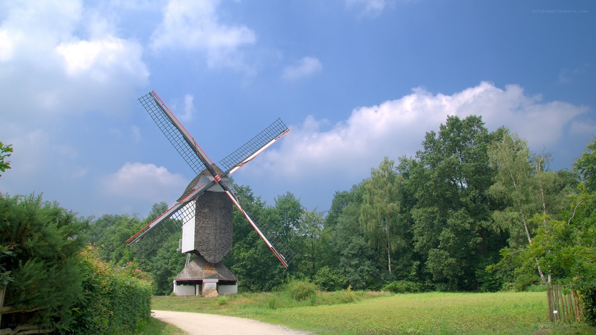 windmill in a green field