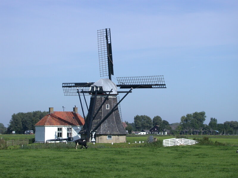 Windmill in a green field