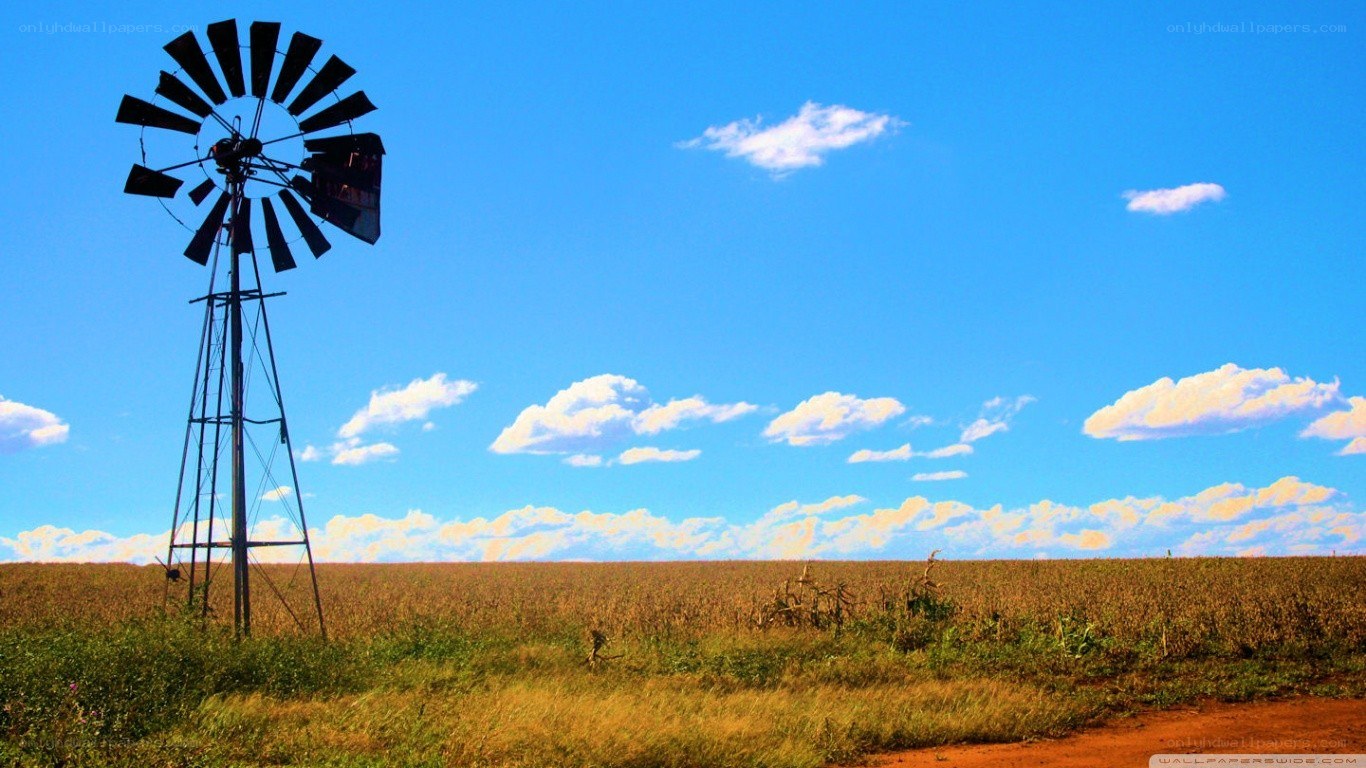 Windmill in a rural field