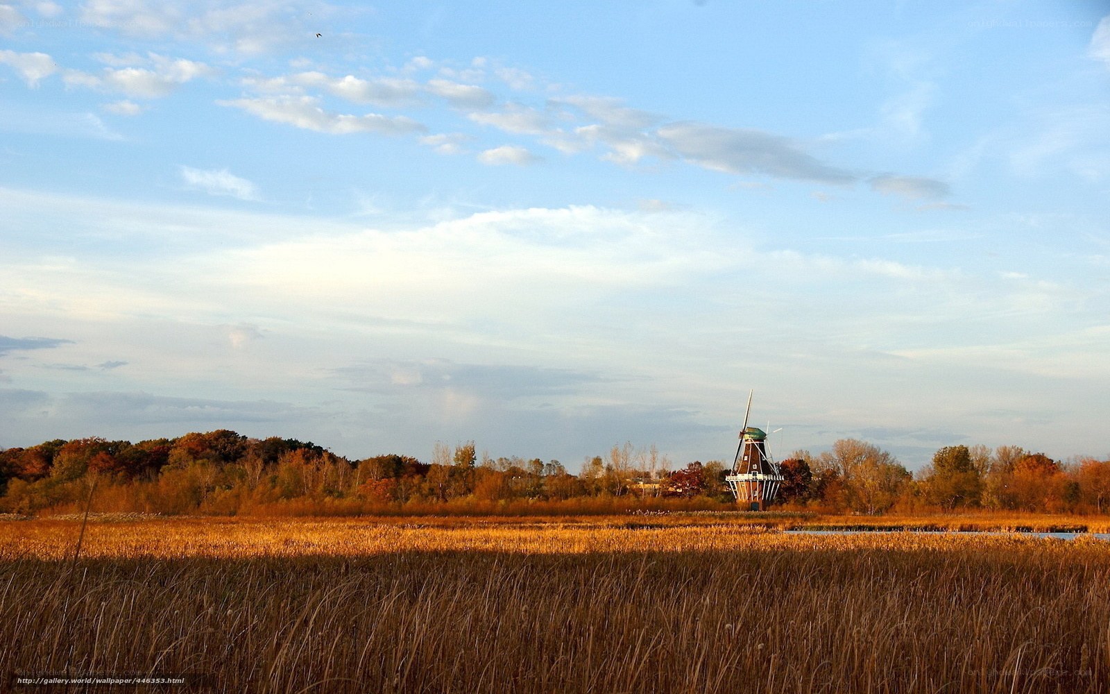 Windmill in autumn field