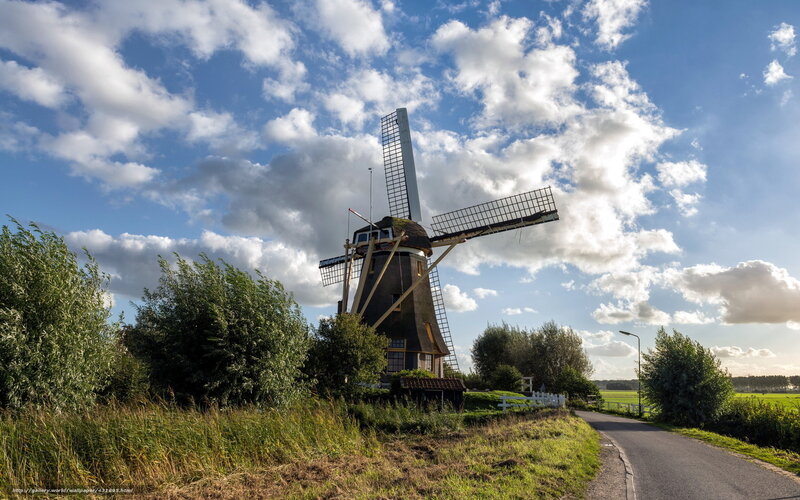 Windmill in Dutch countryside