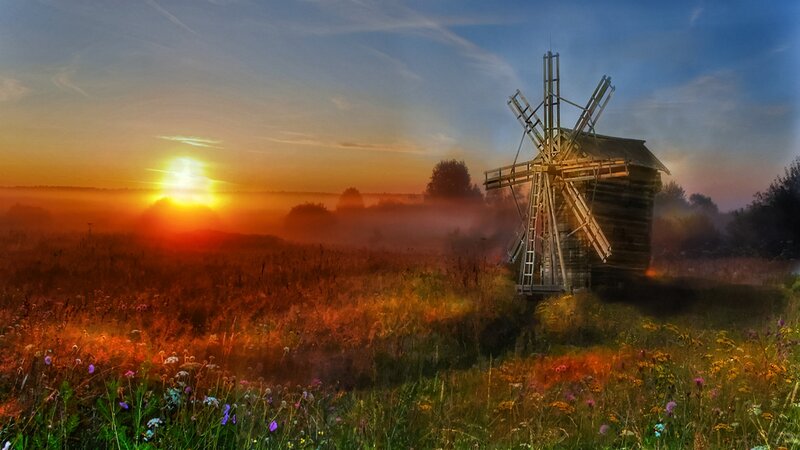 Windmill in Field — Orange