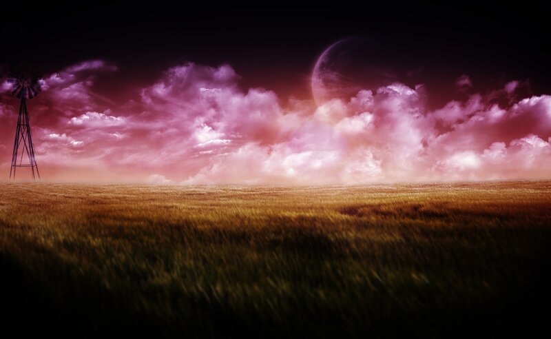 Windmill in Field — Purple