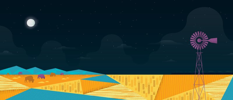 Windmill in Field — Yellow, Serene