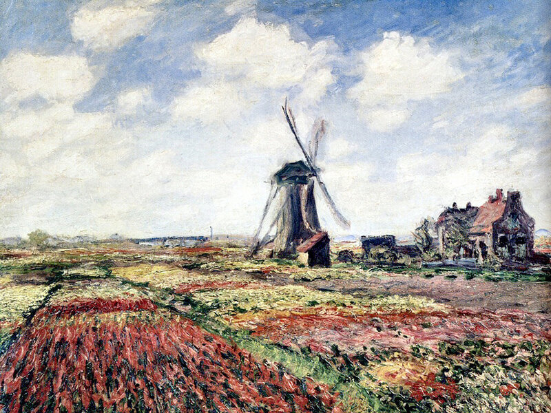 Windmill in Flower Fields — Blue