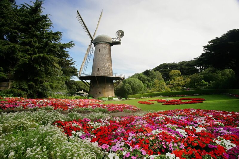 Windmill in Flower Garden — Red