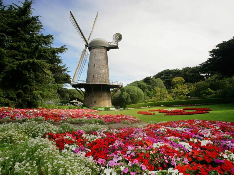 Windmill in Flower Garden
