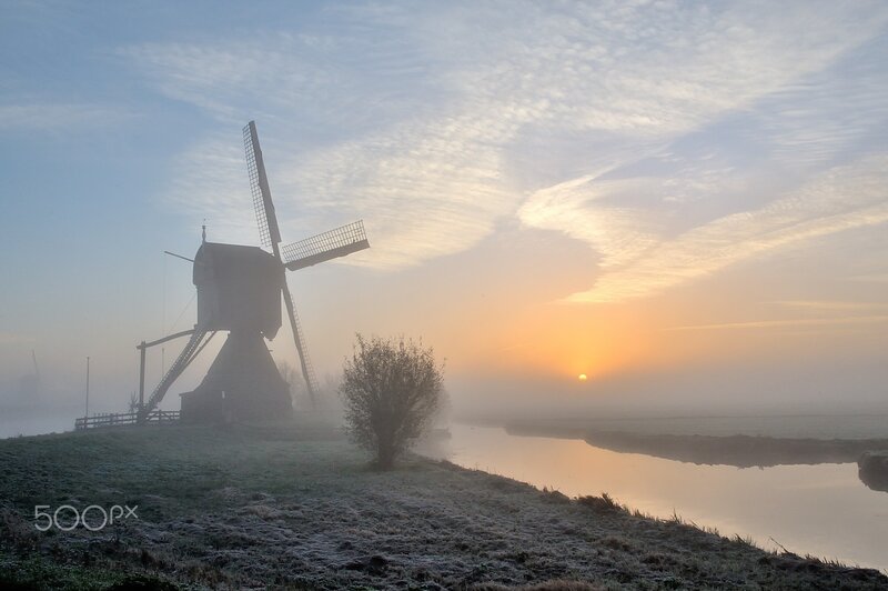 Windmill in Fog — Blue