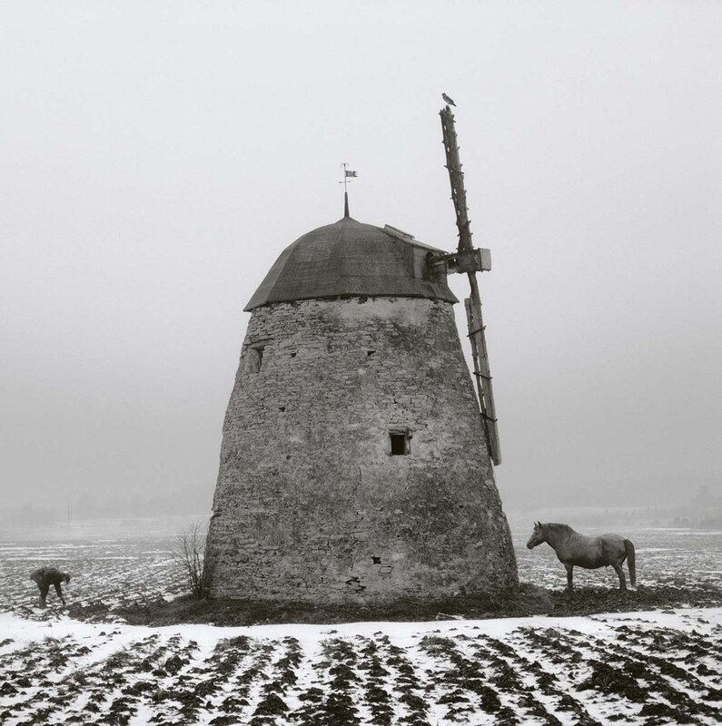 Windmill in Snow — Black