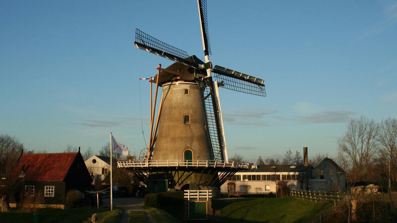 Windmill in Village — Blue