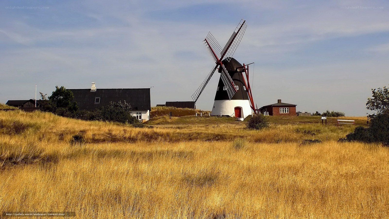 Windmill on a grassy hill