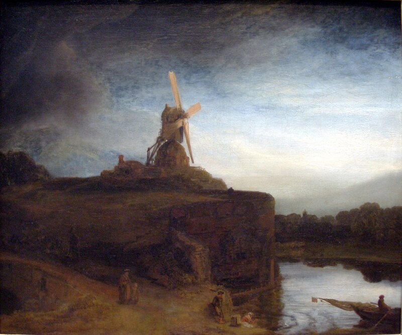 Windmill on a Hill — Blue, Dramatic, Sunset
